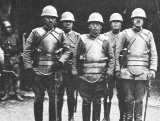 japanese officers using experimental bullet proof vest(shanghai,1932).jpg