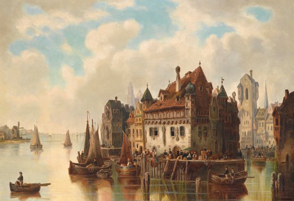 Ludwig Hermann - Fantasieansicht einer Stadt am Fluss.jpg