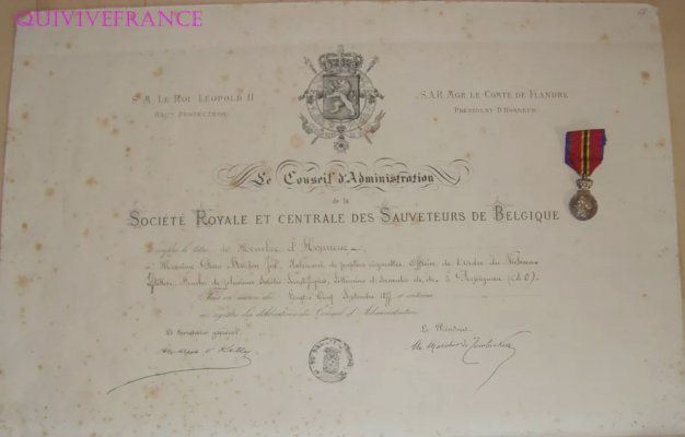 DIPLOME ET MEDAILLE SOCIETE ROYALE DE SAUVETAGE DE BELGIQUE 1877.jpg